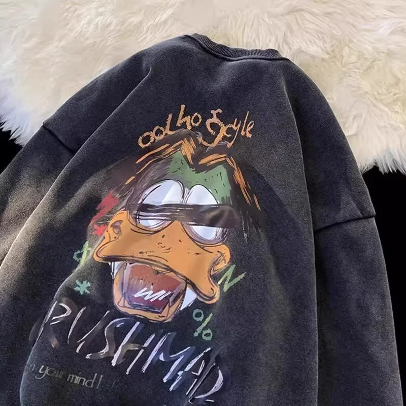 

Waed Fce Long Sve round Ne Sweatirt ex Oversized Autumn Winter Thermal Cotton Crewne Pullover Streetwear