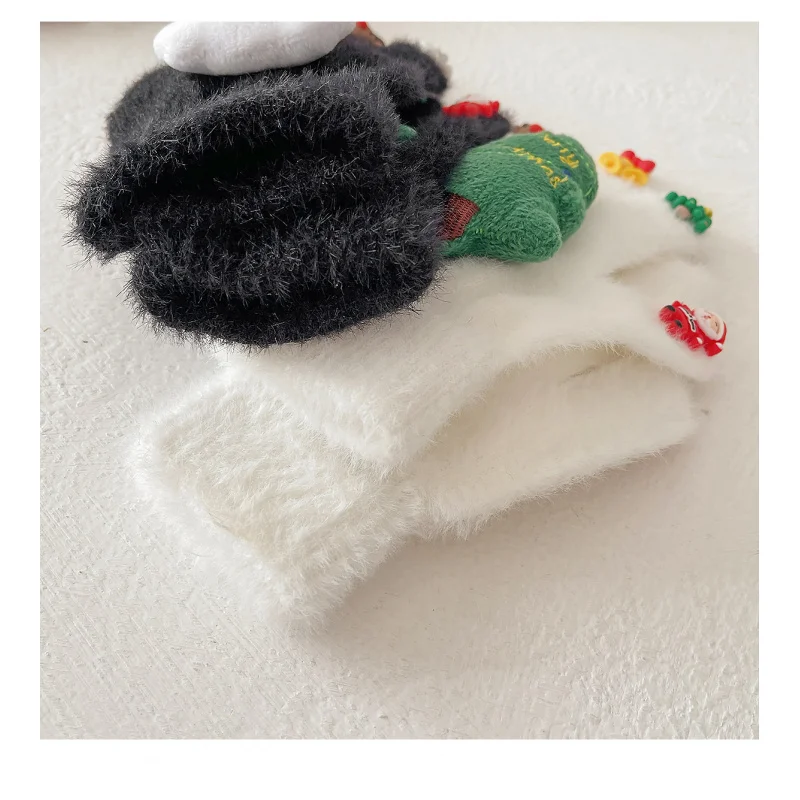 2025 جديد الكرتون عيد الميلاد قفازات أفخم الدافئة ثلج شجرة عيد الميلاد الأيائل الديكور الرجال والنساء الشتاء في الهواء الطلق خمسة أصابع قفازات