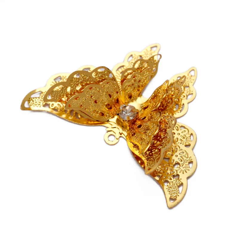 5pcs 25x35mm Three Layer Butterfly Charm Necklaces Pendant Bracelet Necklace Jewelry Accessorie Making Components Handmade DIY