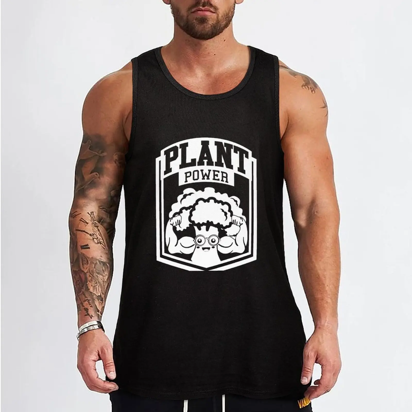 Plant Power Vegan Tank Top Bodybuilding shirt fitness gym clothes for man