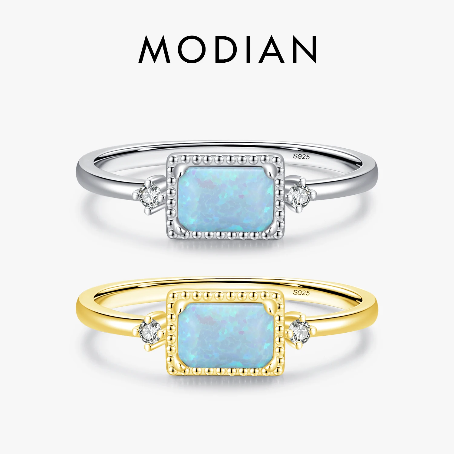 

Кольца женские прямоугольные из серебра 925 пробы с опалами золотистого цвета