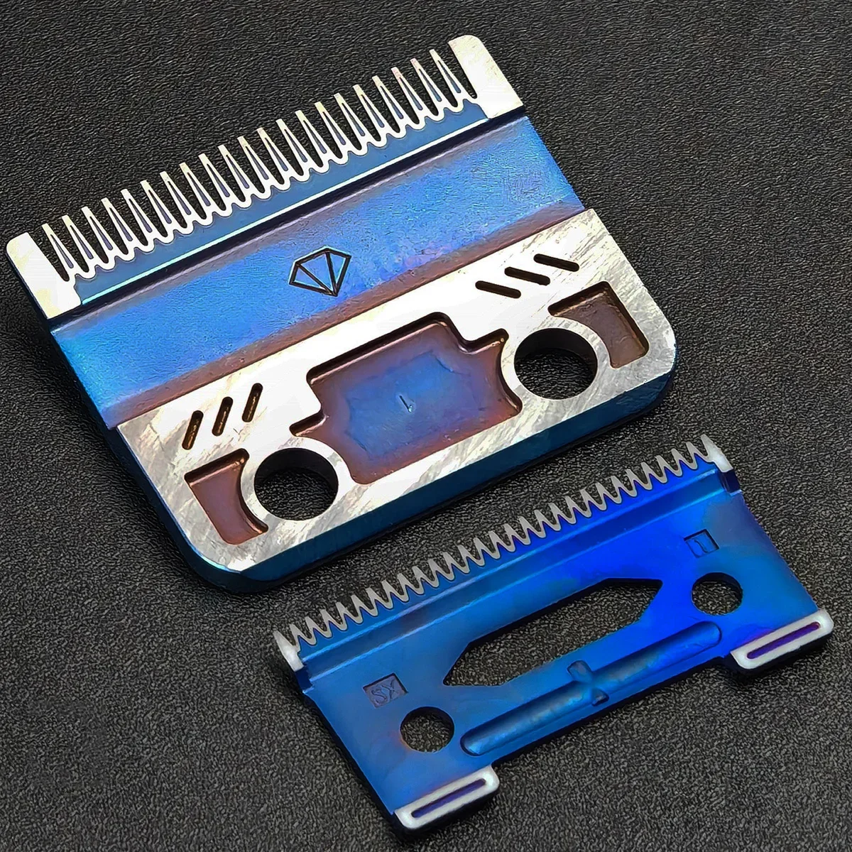 Blue Titanium Plating Clipper Blade BRDCLIP Metallurgical Powder Ceramic Fade Blade Oil Head Gradient Clipper Replacement Blade