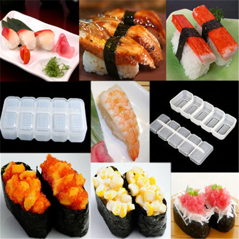 Hot 5 Rolls Sushi Rice Maker Mould Roller Bento Mold Kitchen Gadgets Tool