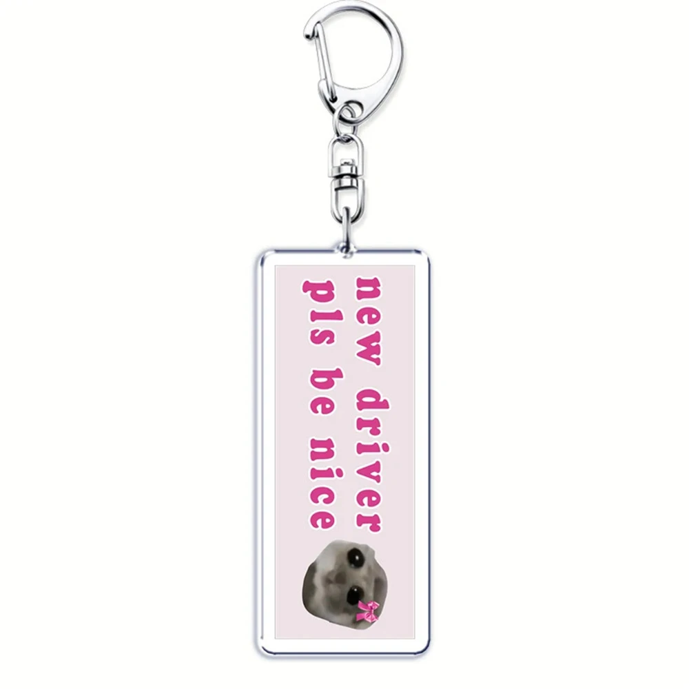 Creative Fun Meme Im Just A Girl Sad Hamster Key Chain Keychain Ring for Accessories Bag Funny Pendant Keyring Jewelry Fans Gift