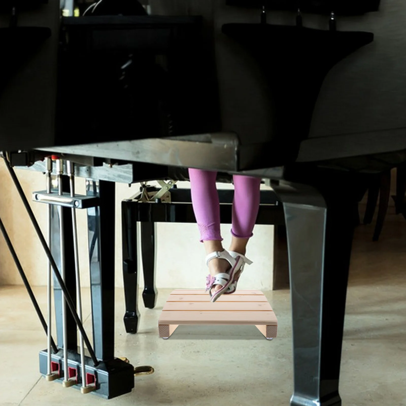 

Wooden Piano Stool for Ergonomic Footrest Comfortable Cushion Beginner Practice Home School Step Stool