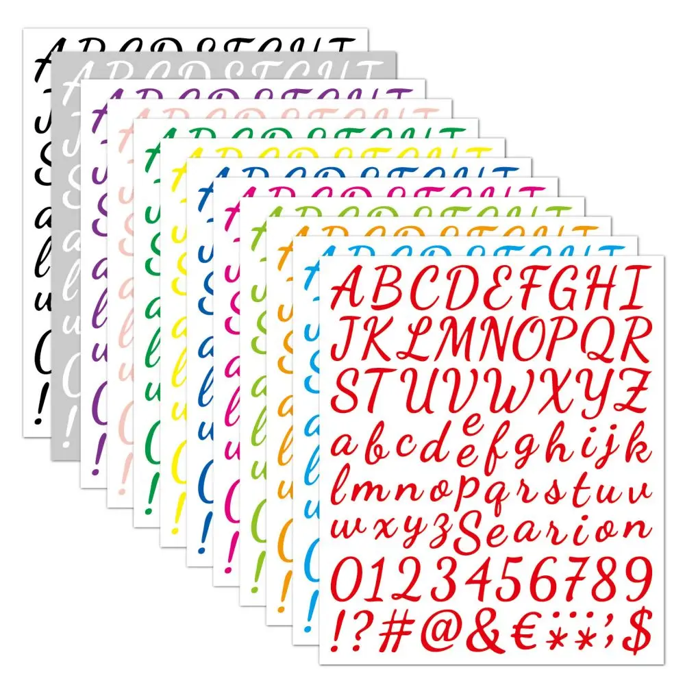5Pcs/set 26 Alphabet A-Z Planner Stickers Waterproof Colorful Creative DIY Handwritten Form Number Sticker For Kids Cup Laptop