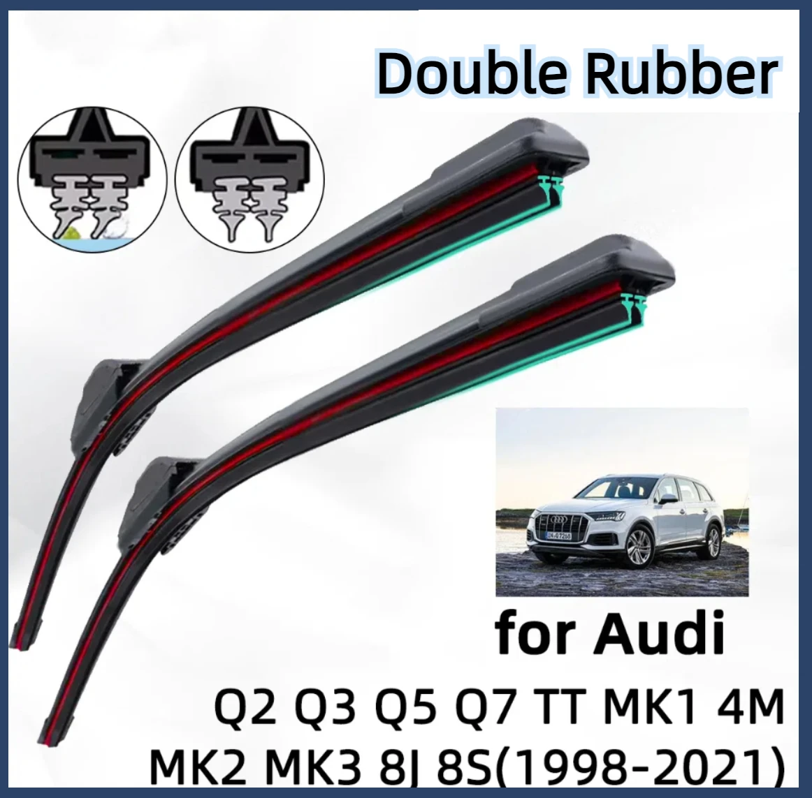 

Double Rubber Car Wiper for Audi Q2 Q3 Q5 Q7 TT MK1 MK2 MK3 4M 8J 8S Front Wiper Blades Brushes CutterAccessories Windscreen