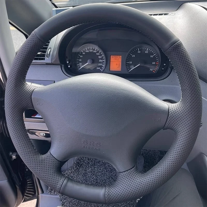 Steering Wheel Cover Faux Leather For Mercedes Benz Vito 2010-2015 Viano W639 2006-2011 Braiding Cover For Benz Steering Wheel
