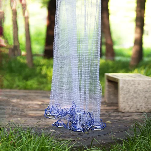 Imagen 2 del producto Lawaia-red de aluminio fundido a mano, anillo de plástico azul o red plegable, colgante de acero, monofilamento, hilo de pescar de nailon