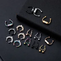 3Pcs Fake Nose Ring Magnetic Septum Ring Fake Nose Hoop Stainless Steel Horseshoe Clip On Nose Septum Ring Non Piercing Clip