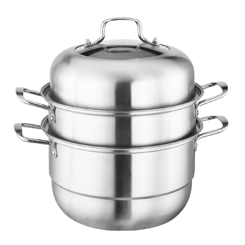 Vaporizador multifuncional de acero inoxidable de 3 niveles, utensilios de cocina para olla Couscous de 28/30cm