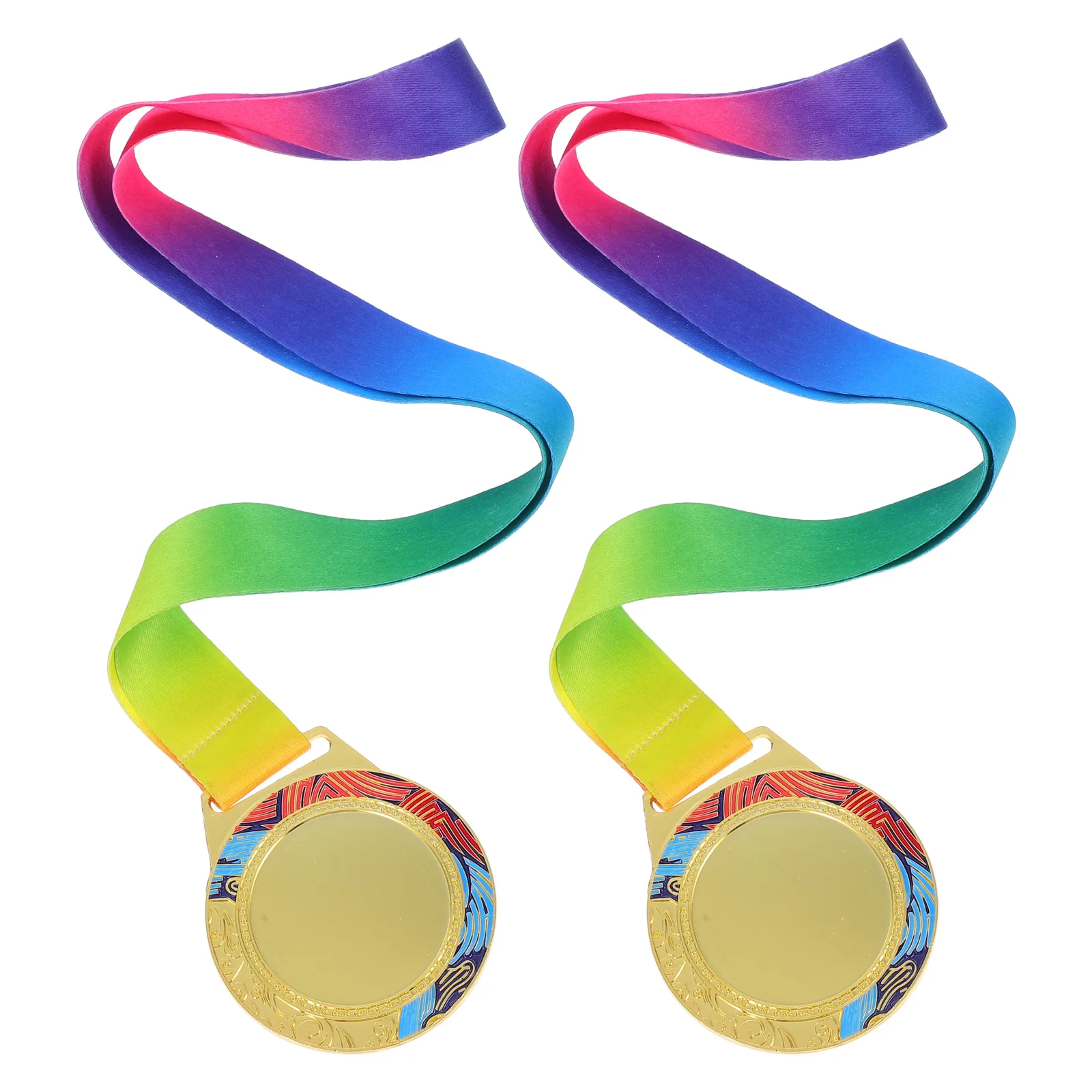 

2Pcs Zinc Alloy Medals with Neck Ribbon for Sports Awards Marathons Soccer Basketball Lightweight Design