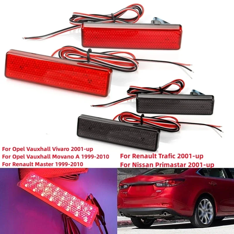 1Pair LED Car Rear Bumper Reflector Light For Opel Vauxhall Vivaro Renault Trafic Nissan Primastar 2001-up UK Europe Model Only