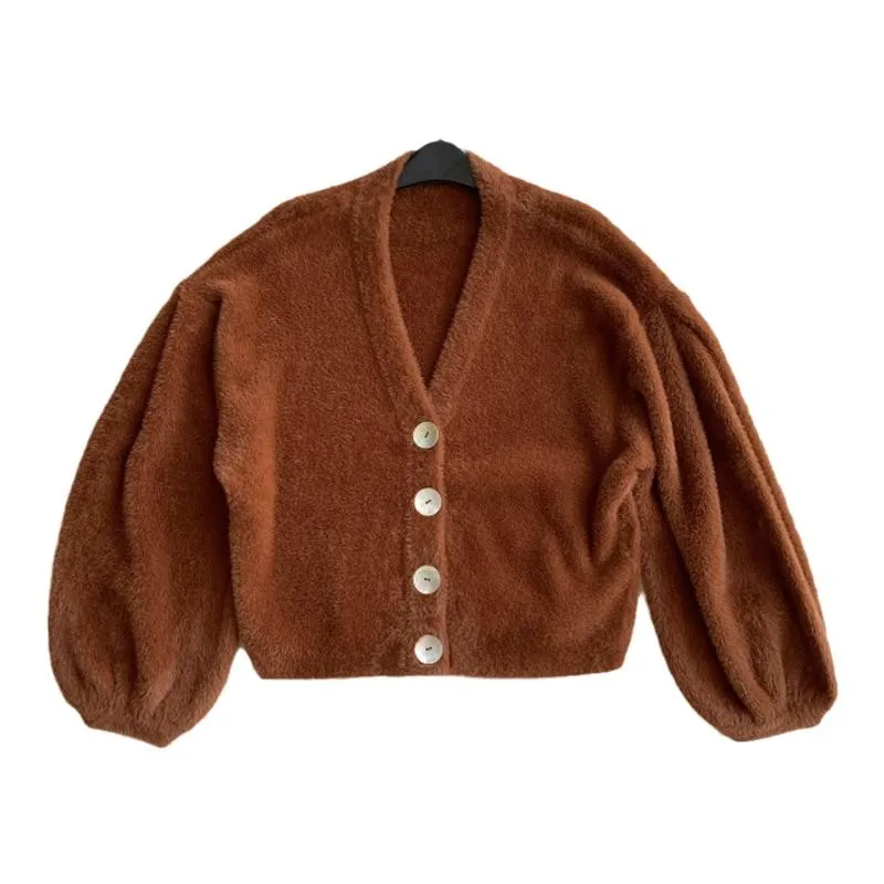 เสื้อคลุมคาร์ดิแกนขนยาวแบบเปิด ดีไซน์เรียบหรู สไตล์แฟชั่นหวานๆ เหมาะกับทุกโอกาส สำหรับฤดูใบไม้ร่วงและฤดูหนาว แบรนด์ Susan Love Clothing คอวี ติดกระดุมเม็ดเดียว