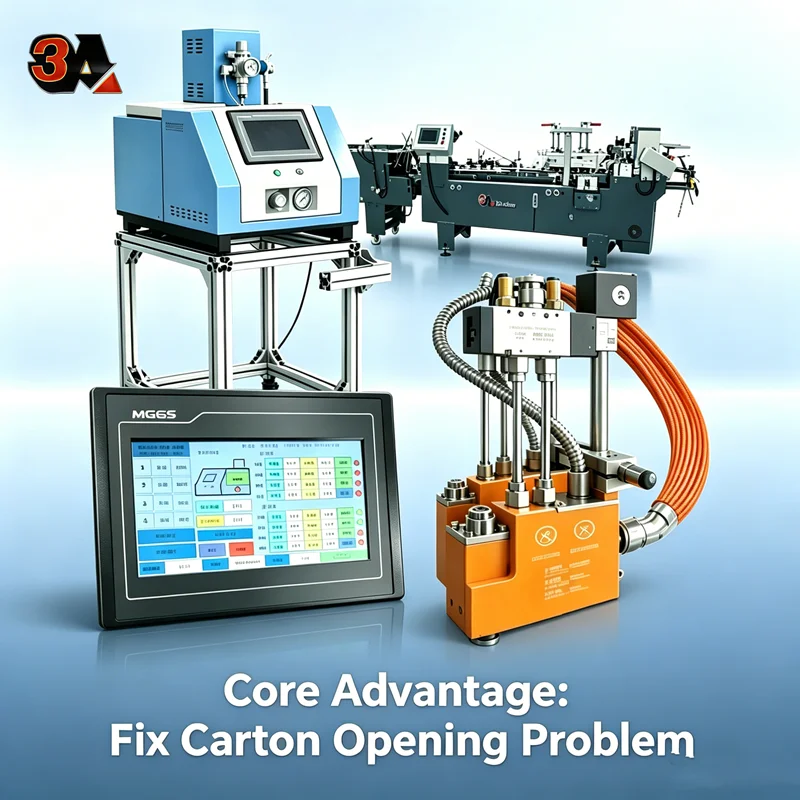 High-Strength Adhesion 580 Carton Gluing Machine with PLC Hotmelt Gun System for Coated Paper Packaging