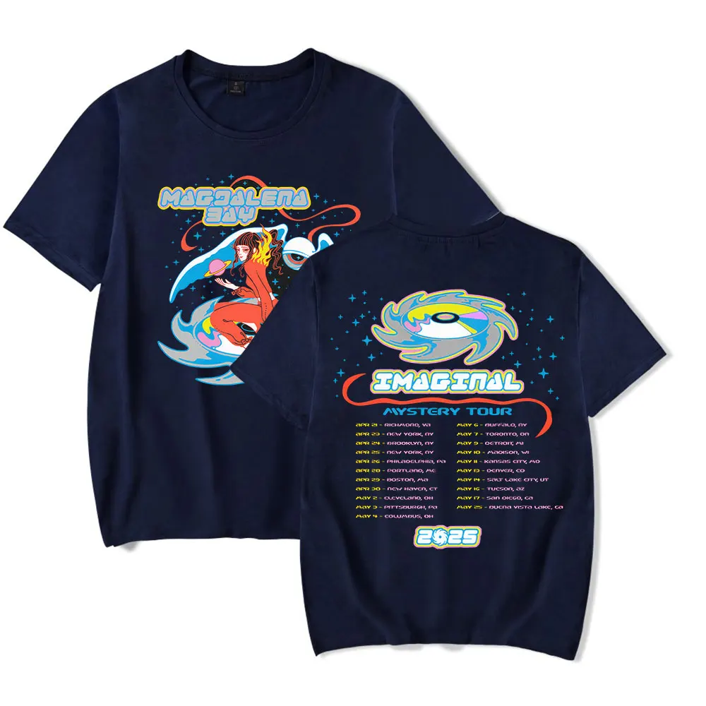 Magdalena Bay 2025 Tour Merch تي شيرت بأكمام قصيرة للجنسين صيفي غير رسمي موضة تصميم أنيق تي شيرت رياضي