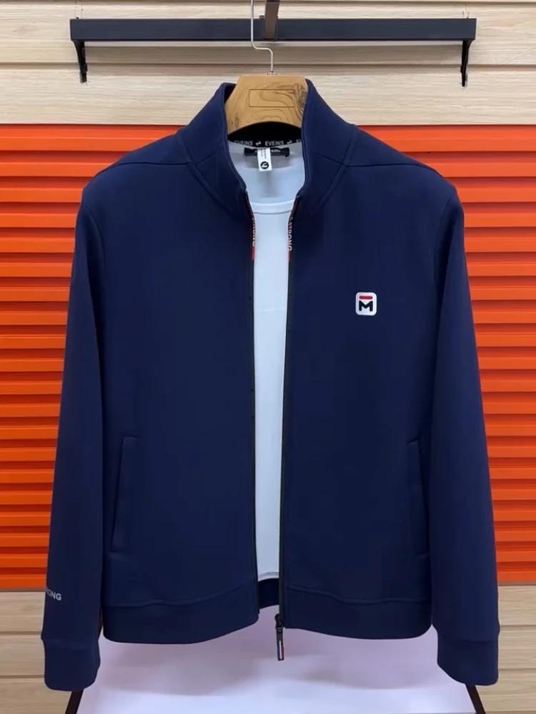 

Spring Autumn Men's Sport Jaet Loose Long Sve Stand Collar Casual Sweatirt Polyester Fabric Versatile Youth Faion