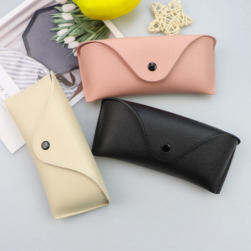 1 pz durevole occhiali da vista in pelle occhiali da sole custodia rigida comoda scatola protettiva leggera borsa a marsupio in tinta unita facile da trasportare