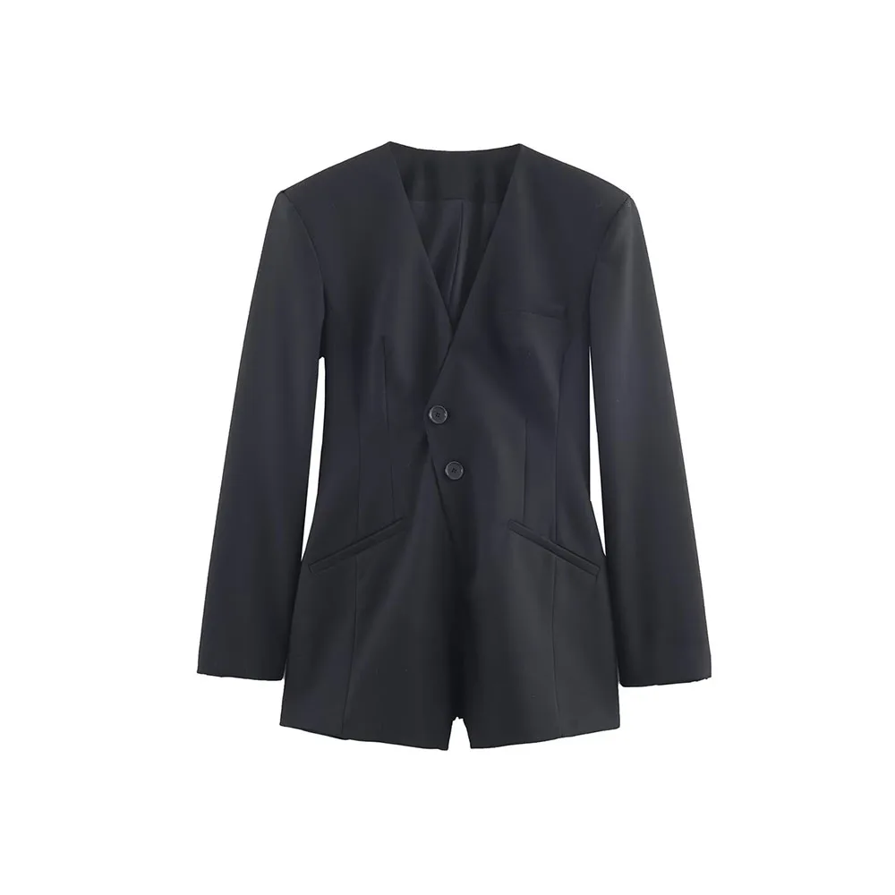 Осенний новый женский модный короткий двубортный костюм, стильный комбинезон