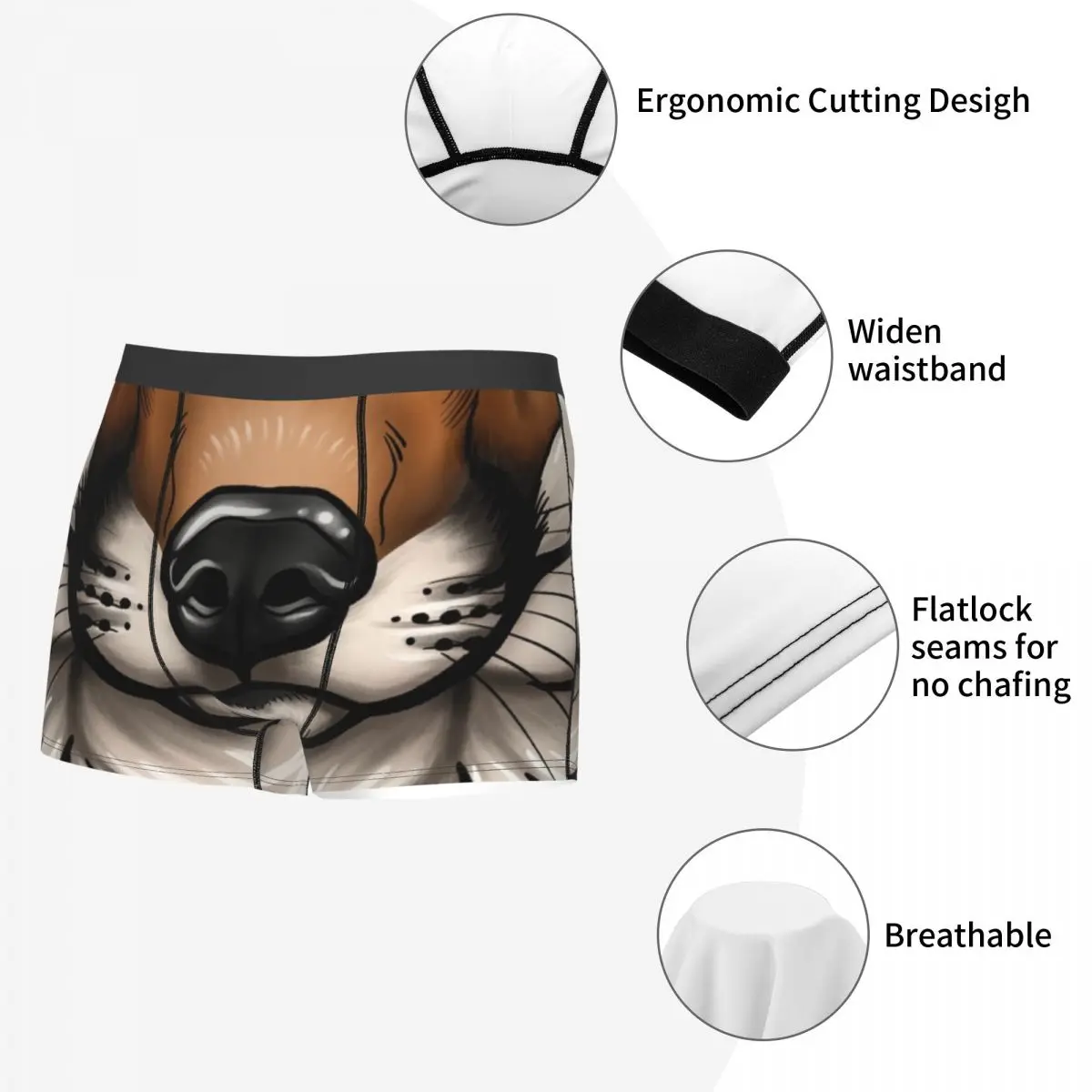 Custom Red Fox Underwear Men Breathable Red Fox Face Furry Animal Boxer Briefs Shorts Panties Soft Underpants For Homme