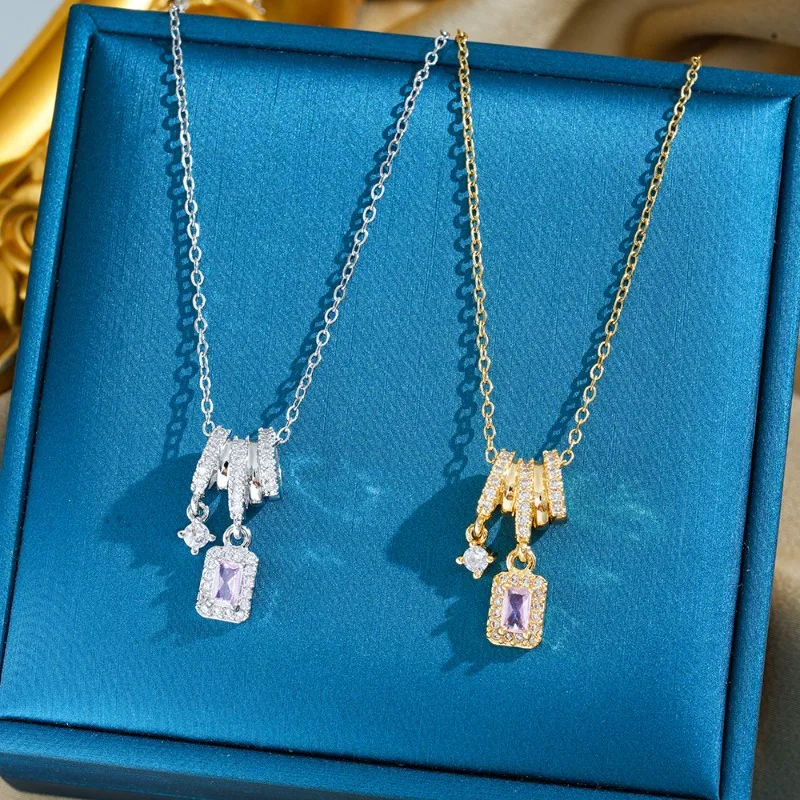 

The 2025 new trendy DIY accessory The sugar cube necklace for women with micro-inlaid zircon students does not fade164984165