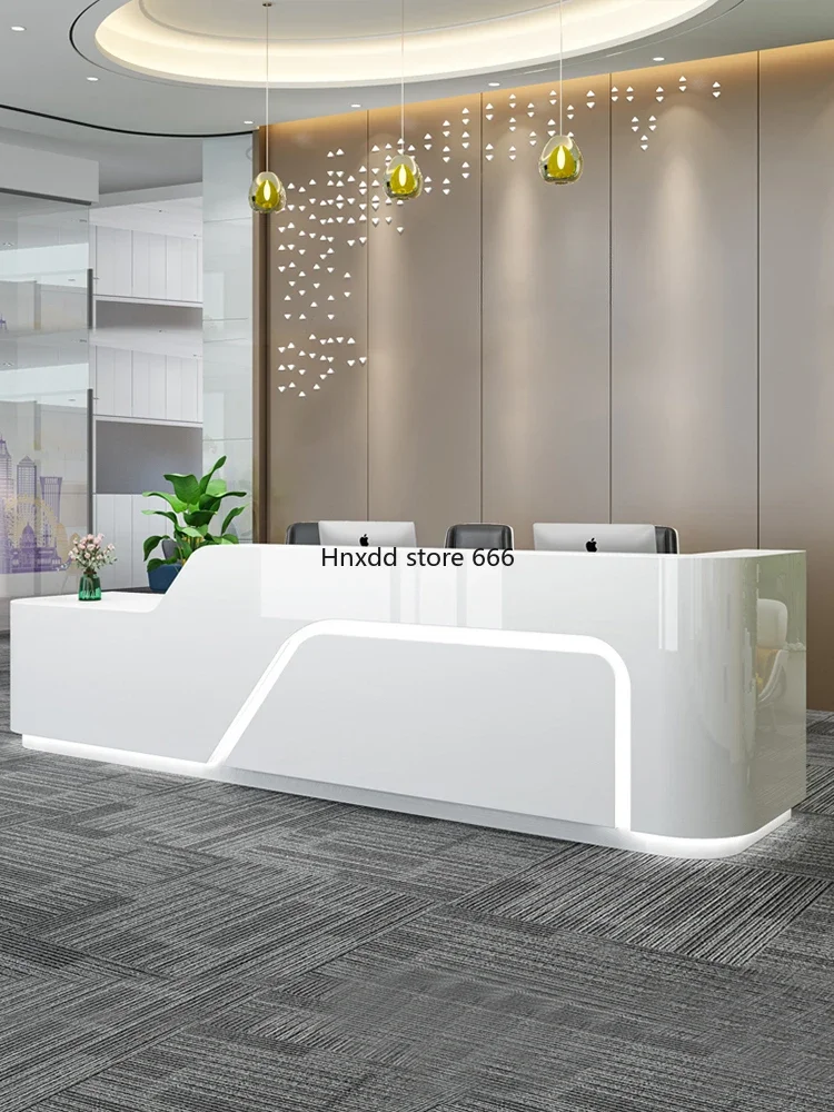 Paint front desk reception white simple modern curved bar