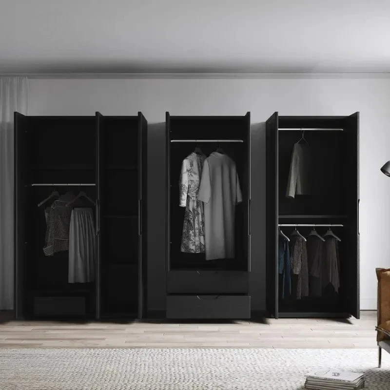 %Black Orgnizer Tall Wardrobes Wood Modular Quiet Clothing Dressing Clothes Wardrobes Bedroom Wooden Kleiderschrank Home Interio