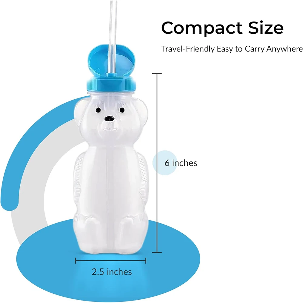 Honey Bear Straw Cups for Babies with Flexible Straws 8OZ Sippy Bottles Food-Grade BPA Free Squeezable Therapy and Special Needs