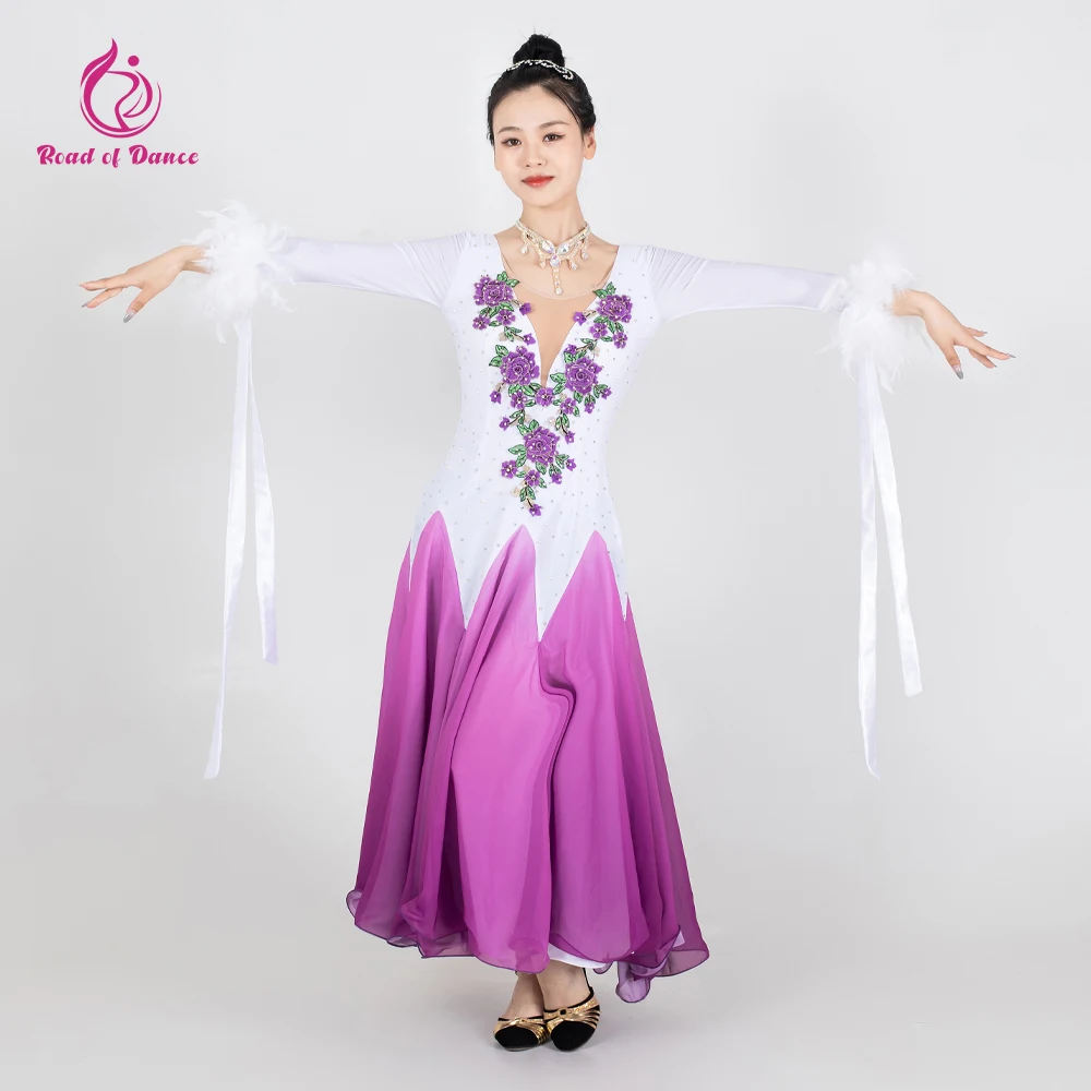 

Платье для вальса, стадион, современный костюм с длинными рукавами, костюм для соревнований для девочек Valsa, вечерние наряды, сценическая одежда, танцевальная одежда для выпускного вечера