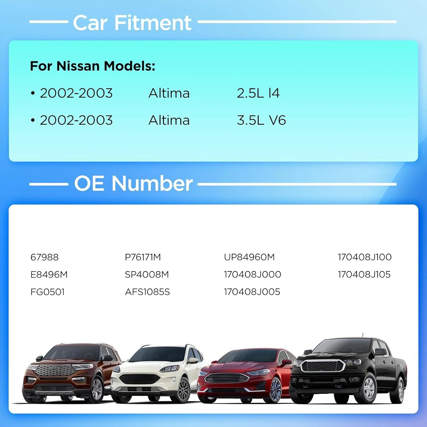 مجموعة وحدة مضخة الوقود الكهربائية FG0501 المتوافقة مع Nissan Altima 2002-2003 L4 2.5L & V6 3.5L، تحل محل 170408J000، 67988، #2