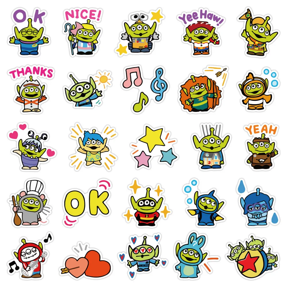 10/30/50pcs Disney Cartoon Toy Story Alien Graffiti Stickers Decals for Kids Toy DIY Diary Car Scrapbook Phone Cute Sticker Gift