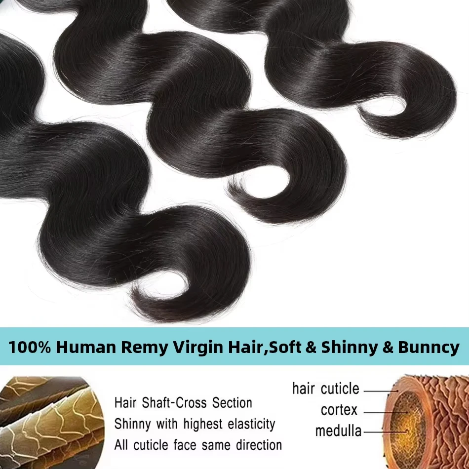 16A الجسم موجة حزم 30 40 بوصة 100% حزم الشعر البشري 3 4 قطعة الطبيعية الأسود البرازيلي ريمي وصلات شعر خام نسج حزم