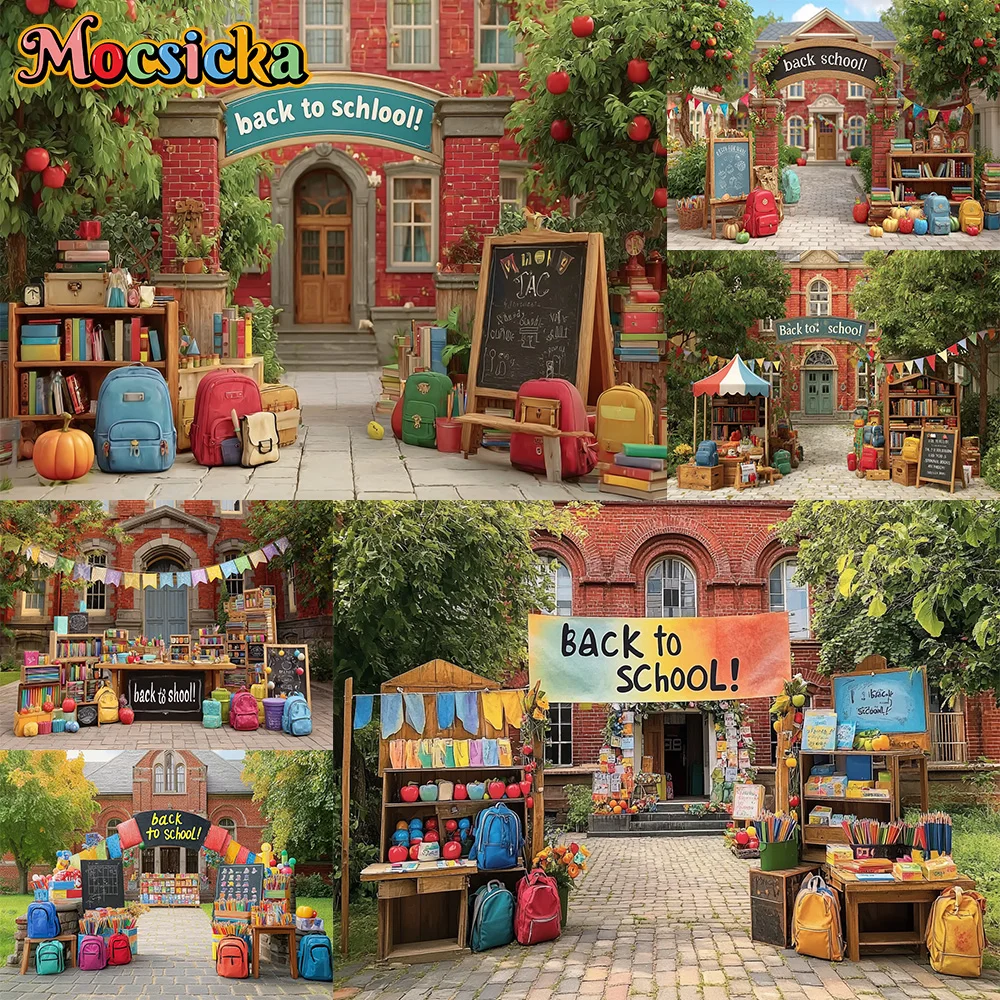 

Mocsicka Photography Background Back To School Bag Pen Decoration Backdrop Baby Shower Newbron 1st Party Portrait Studio Props