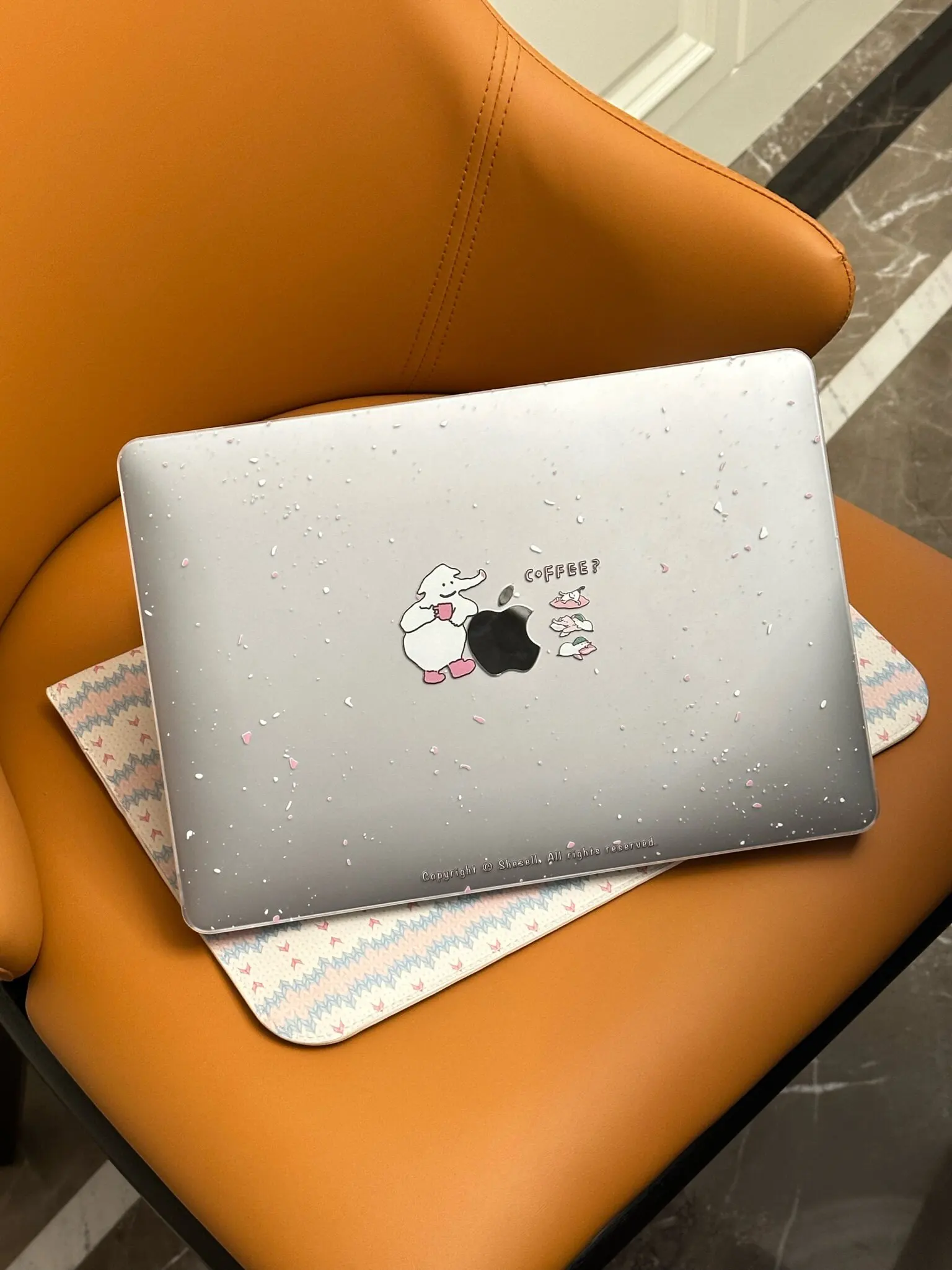 Drinking Coffee Elephant Glitter Laptop Case For Macbook Air 13.6 M4 NEO 15 M3 Hard Cover For Mac Book Pro 13 M1M2 14 M4 M5 16