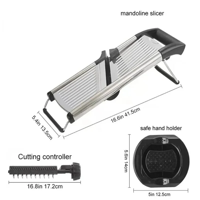 Imagem -06 - Fatiador Vegetal Profissional de Cortador Ajustável Ralador de Vegetais Mandolina Ferramenta de Cozinha Acessórios Domésticos Aço Inoxidável 304 Aço Inoxidável