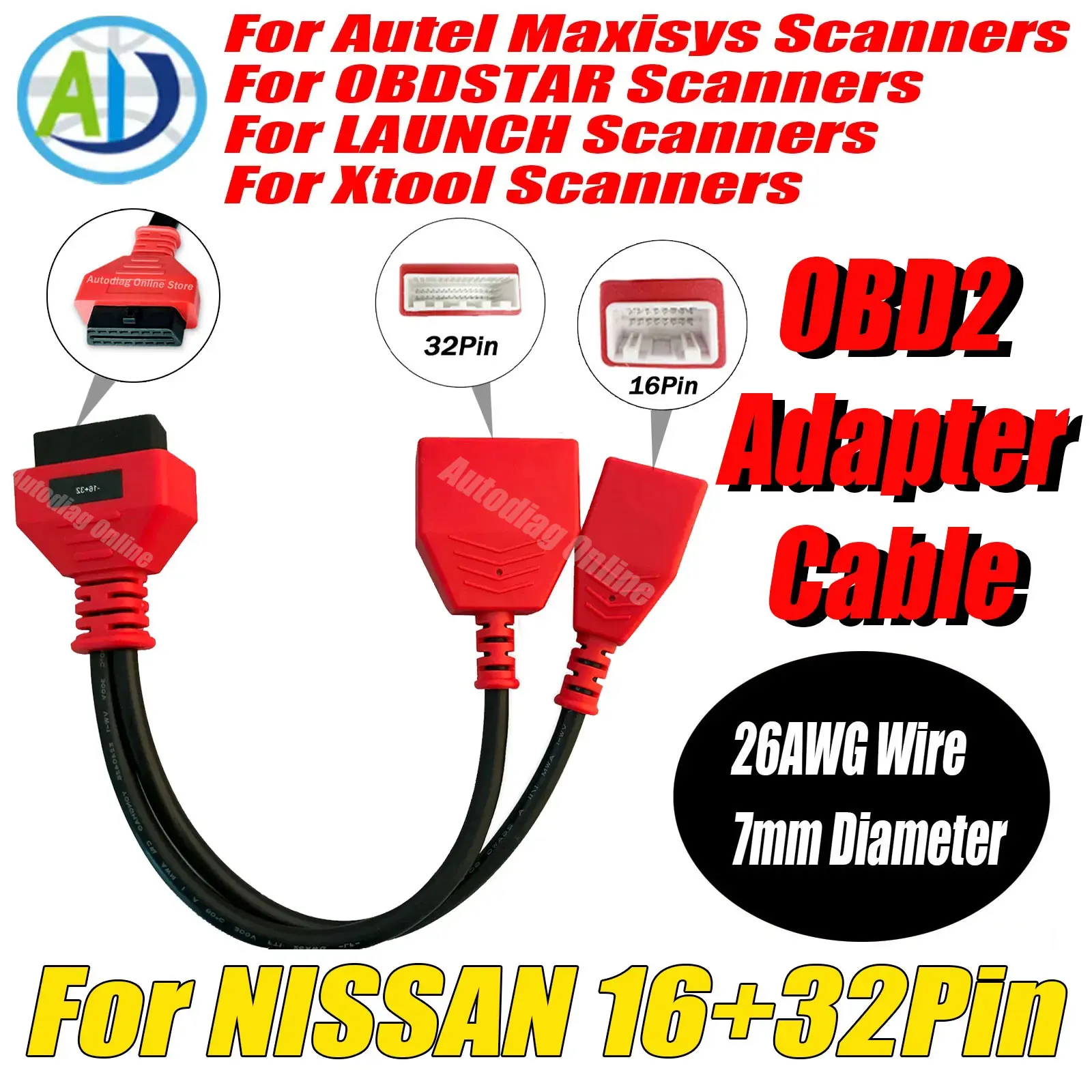

OBD2 Adapter Cable For Nissan/Renault/Dacia 16Pin 32Pin OBD2 Diagnostic Cable for Sylphy for Autel IM608/IM508/Lonsdor K518SE