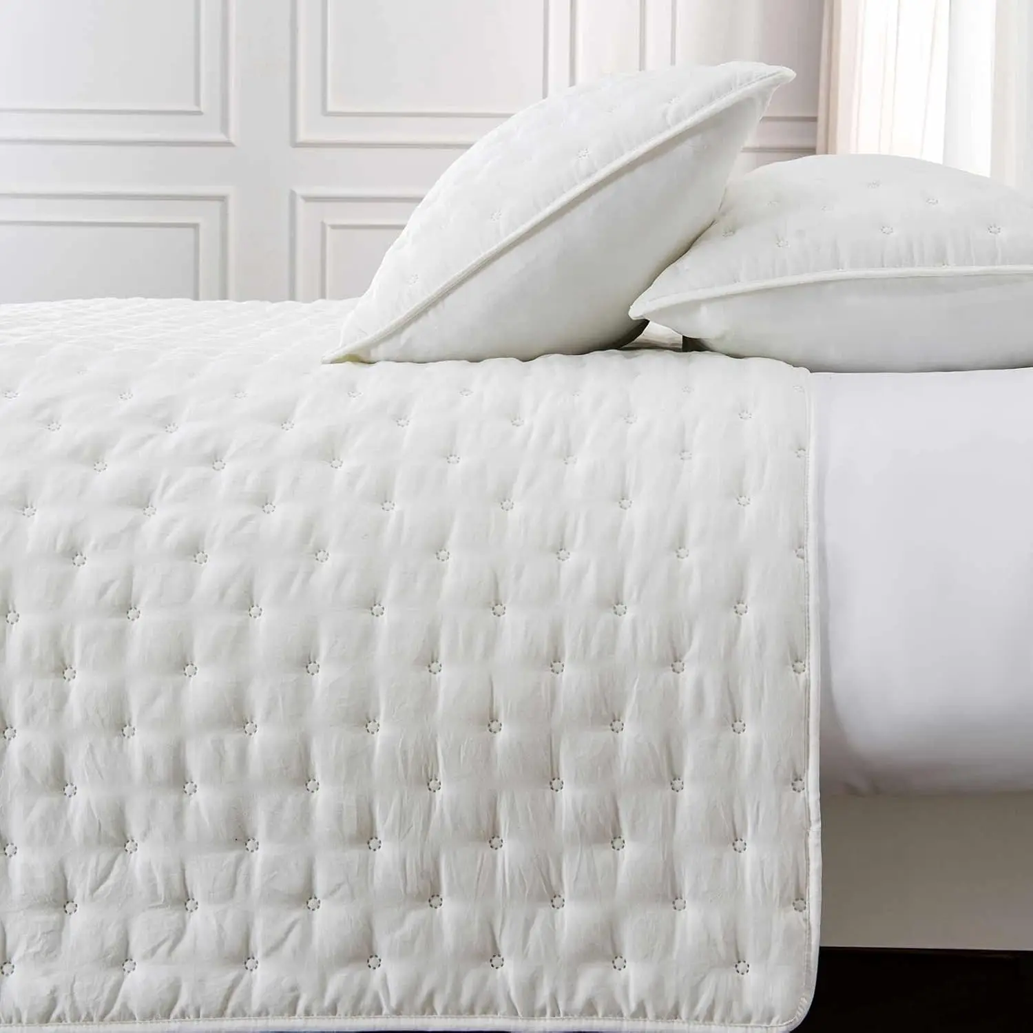 طقم لحاف كوين مكون من 3 قطع - طقم مفرش سرير ناعم ودافئ بالموجات فوق الصوتية (90 × 90 بوصة) مع 2 وسادة شام (20 × #6