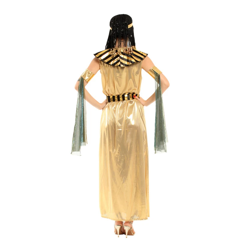 Women Girls Egypt Cosplay Costume Cleopatra Dress Up Egyptian Headwear Halloween Carnival Party Festival Decor Dress