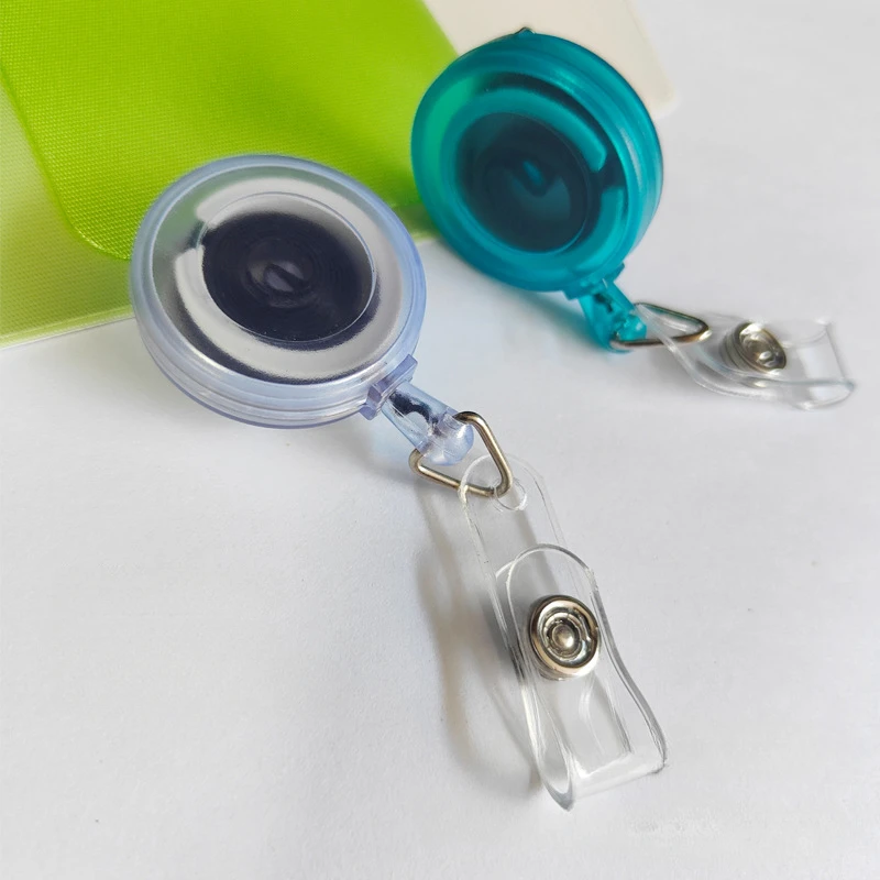 1pc Solid Colored Frosted Retractable Easy-to-pull Buckle ID Key Name Card Holder Badge Reel Key Ring Chain Clips for Students