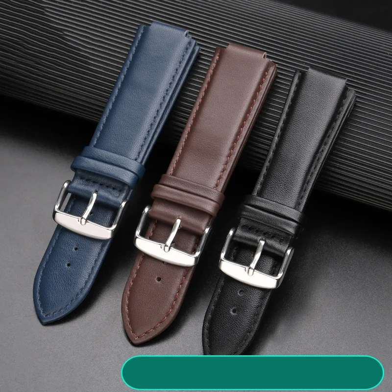 Cowhide Leather watch strap for Casio Edifice EFB-680D-2A ECB-10D leather strap men\'s watchband Convex Interface Bracelet 14mm