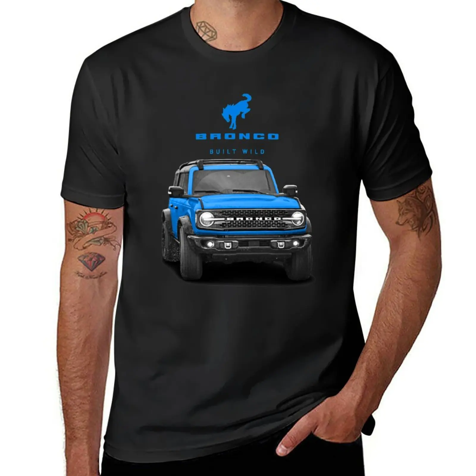 

New Bronco and Logo - Velocity Blue T-Shirt cat shirts animal print shirt for boys quick drying shirt mens clothing