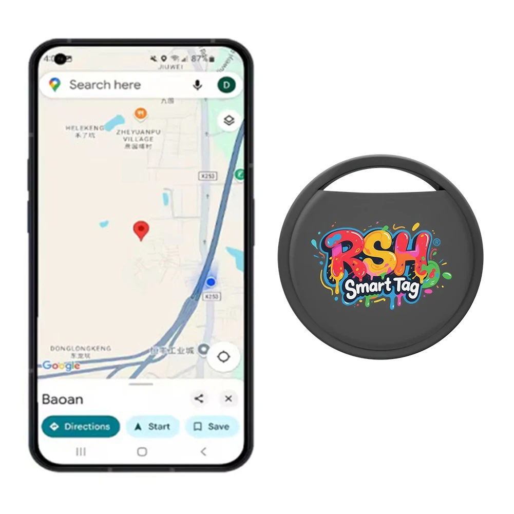 

RSH Fashion GPS Tracker Work With Google's Find Hub GPS Locator Pet GPS Tracker for Elderly Pets Backpack Luggage Kids