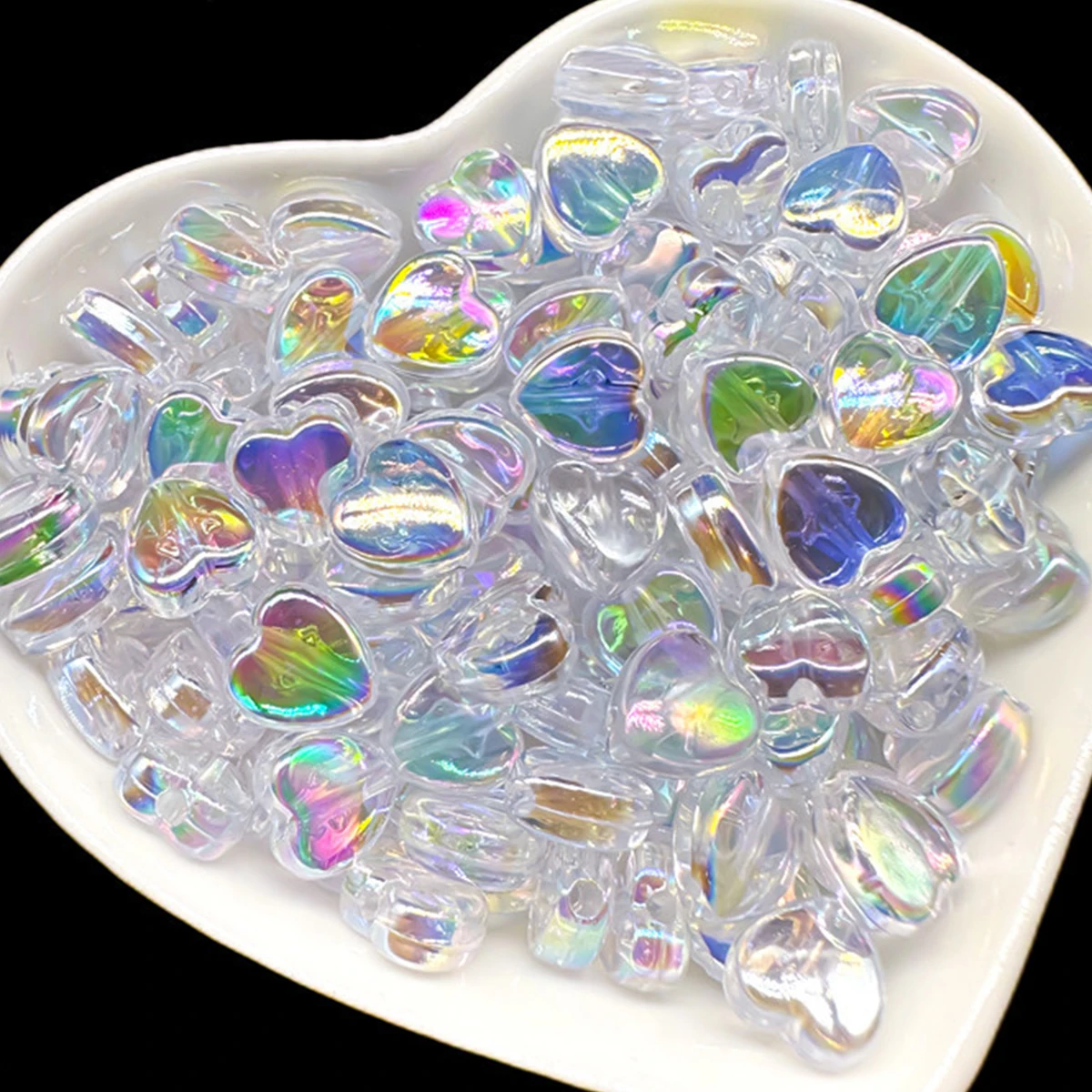 405/205 قطعة AB اللون الأبيض 10 مللي متر الخماسي 9 مللي متر الخوخ القلب نمط مختلط ، يمكن استخدامها كأساور زوجين ، أساور مجوهرات ذاتية الصنع