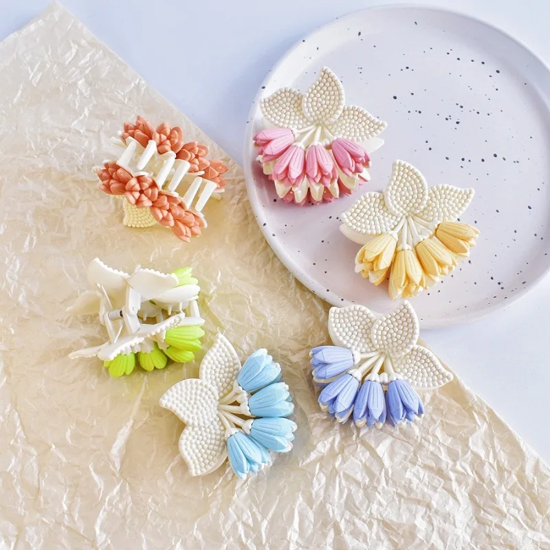 New frosted tulip hair grab clip Korean version flower headdress shark clip cute hair accessory woman