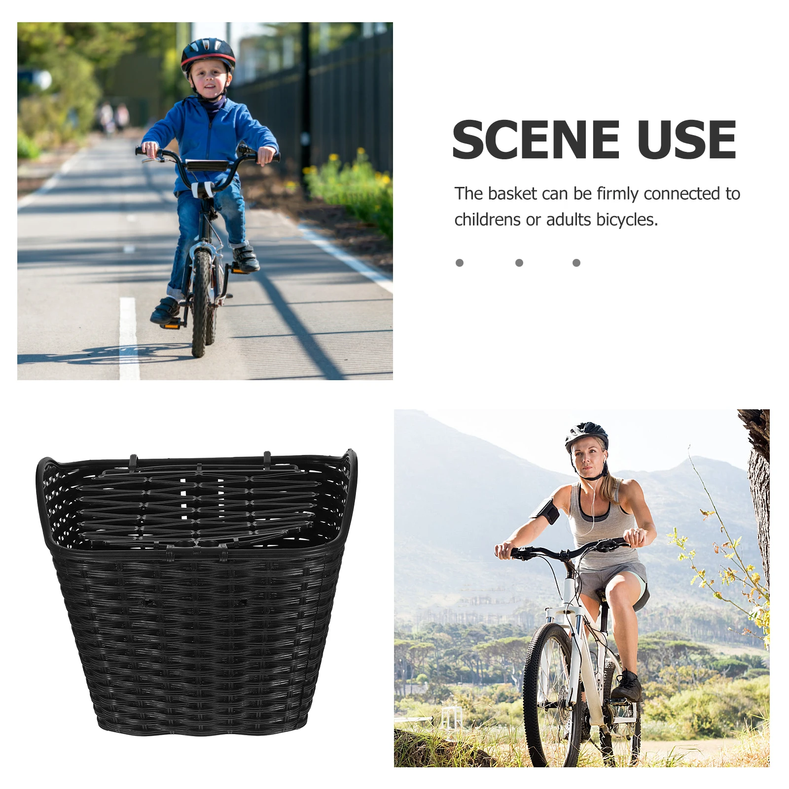 

Durable Plastic Waterproof Rainproof Bike Basket With Cover Large Capacity Outdoor Beach Pool Accessory For Bicycle Black