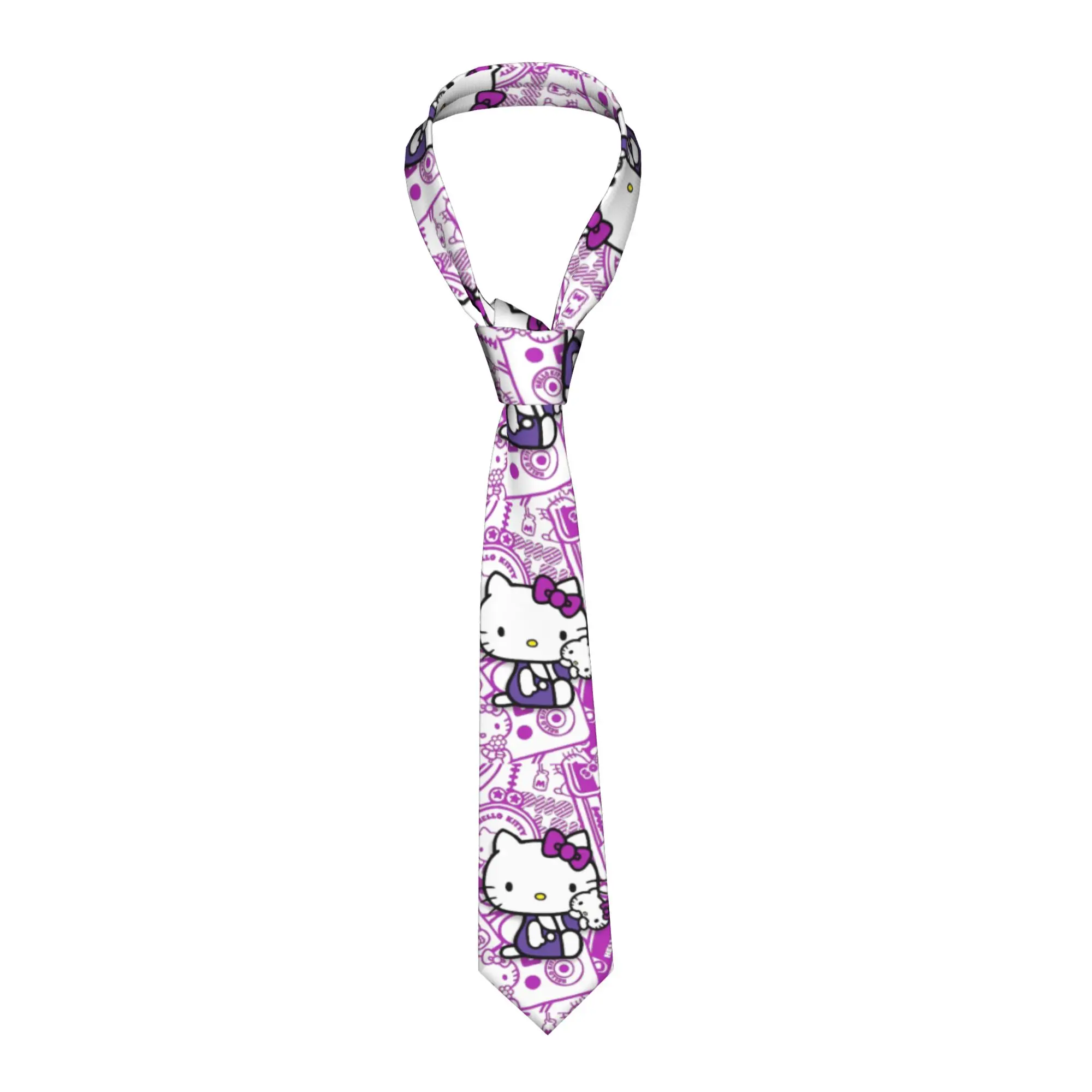 

Hello Kitty Cartoon Cute Necktie Men Women 8 cm Neck Ties for Men Silk Wide Shirt Accessories Gravatas Wedding Accessories