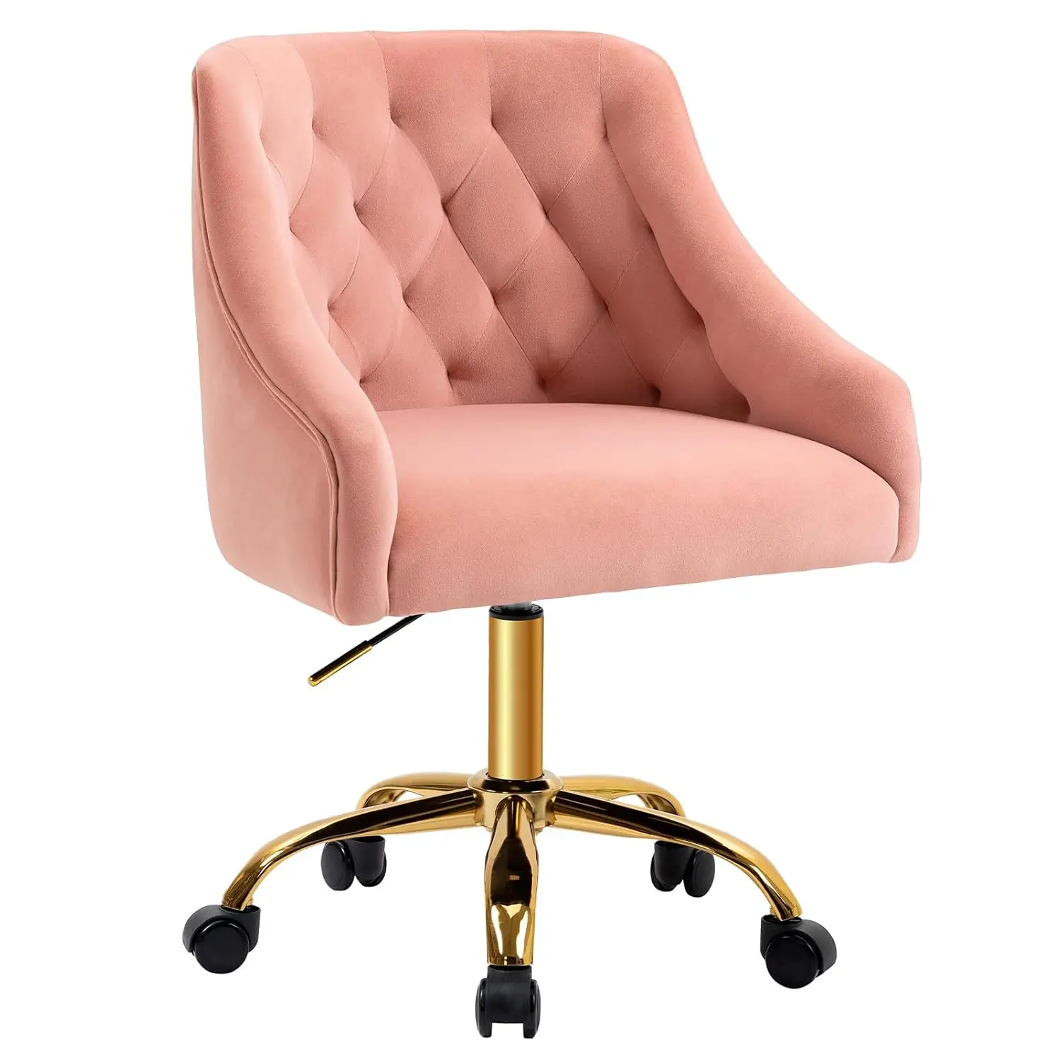 

Velvet Home Office Desk Chair, Vanity Chair with Wheels Pretty Fancy Gold 360°Swivel Height Adjustable Office, Customized