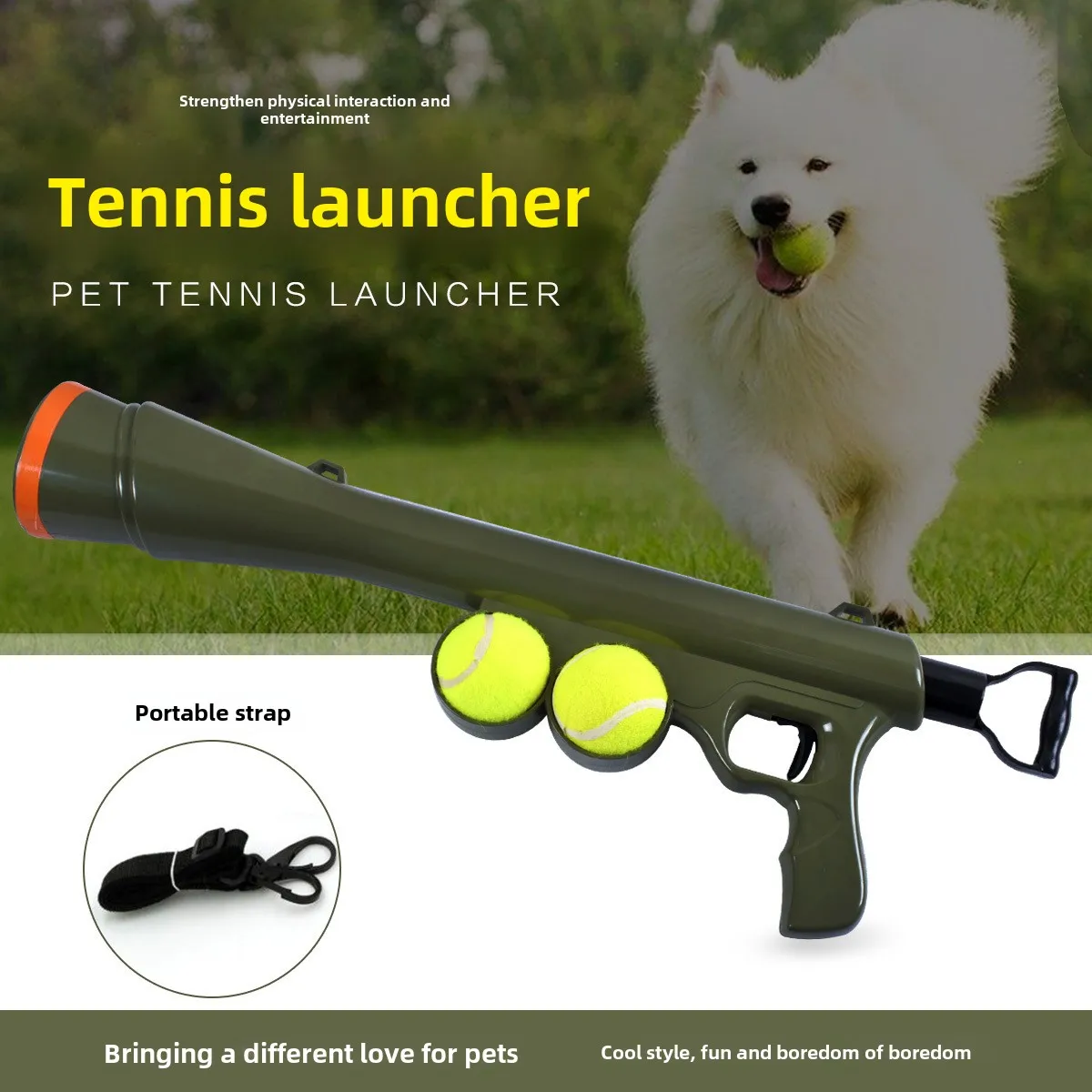 Pet Dog Toy Serve Gun Dog Training Throw Ball Launcher Pet Outdoor Tennis Launch Interactive Educational Toy