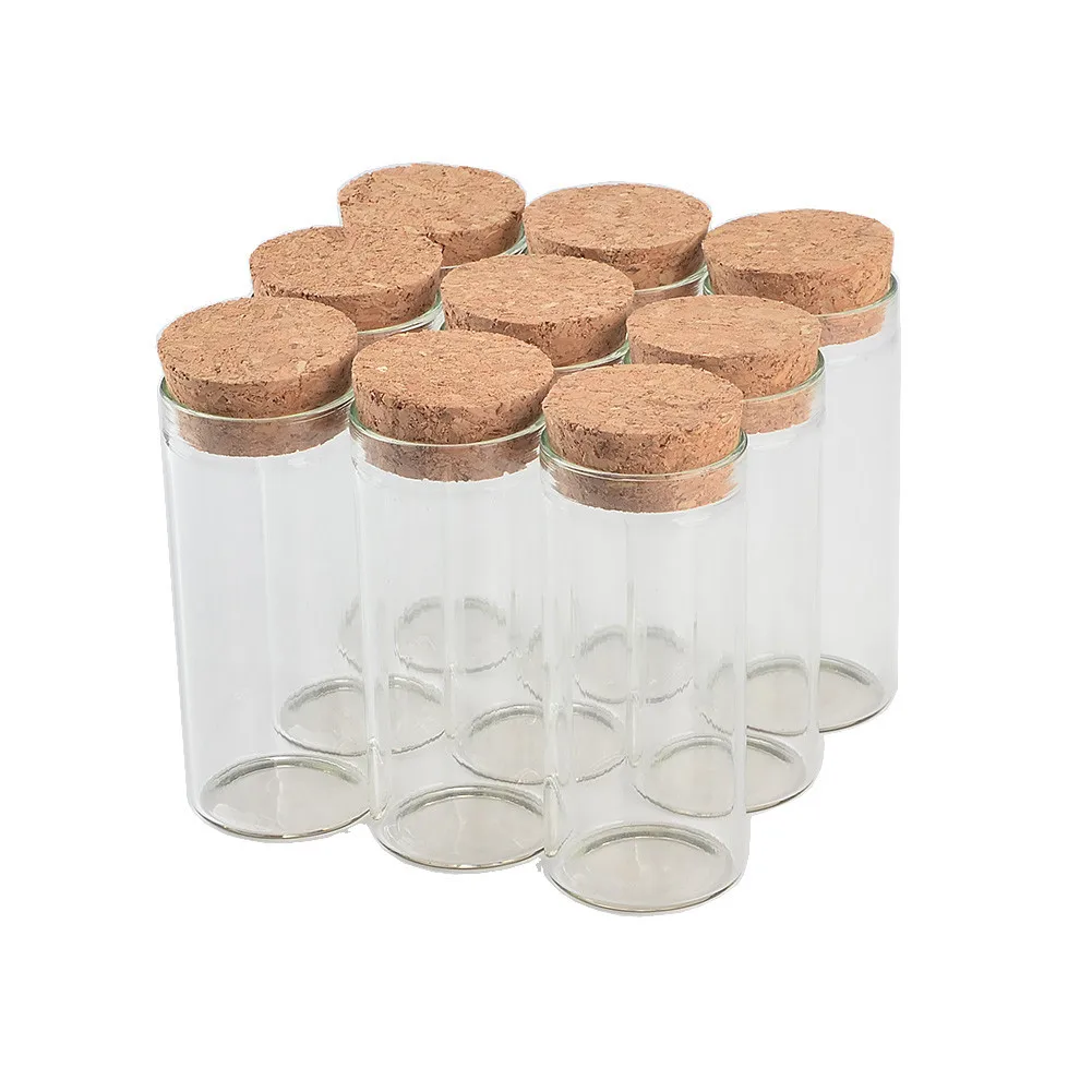 15ml/25ml/30ml/35ml/40ml/45ml/50ml/55ml/60ml/80ml/100ml Small Glass Test Tube with Cork Stopper Bottles Jars Vials 12 pieces