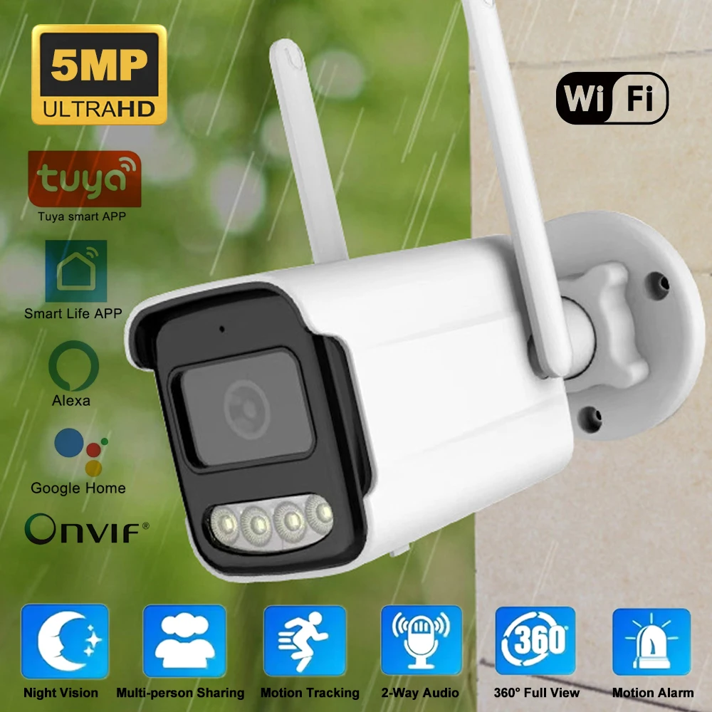 NUOFANG caméra IP Wifi sans fil 5MP AI humain détecter CCTV balle Surveillance extérieure Protection de sécurité caméra vidéo Cam